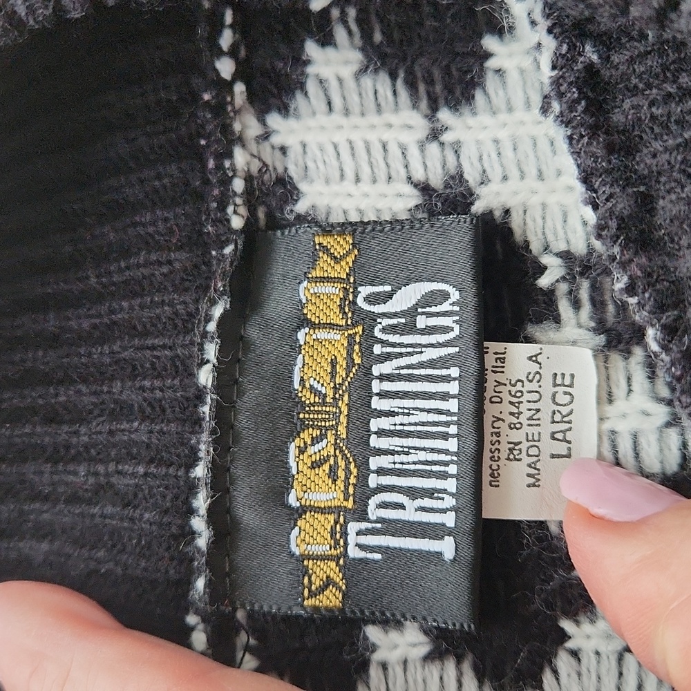 Trimmings Floral Checkered Knitted Pattern Sweater sz L - Picture 7 of 11